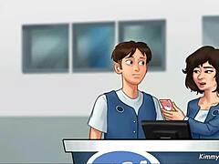 Manager's daughter sucked my dick behind the front desk at work in Summertime Saga. Kimmytoons captures the cartoon oral action with cum on face.