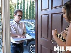 Young Nerd Feels Thrilled Helping Hot Milf Neighbor with Laptop Leading to Deepthroat Seduction