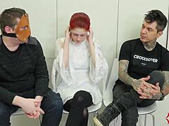 the bound whore starts gagging as she's dominated with rough toys and choking