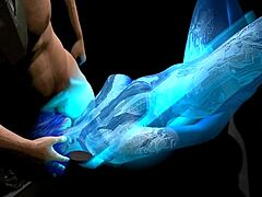 Curvy Cortana in outfit sucks Master Chief's dick! Blowjob from fat hentai boobs!  