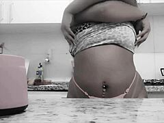 Latina Brunette Has Big Pussy In Blowbang, Lover Cums Quick, She Masturbates