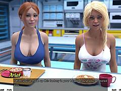 stranded in space 38: cute girl gives huge cock handjob in public outfit