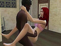 Is this horny black guy fucking the cute redhead in anime style?