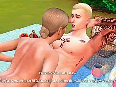 A naughty sunbathing scene in 3D hentai preview