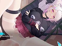 可爱女孩在动漫幻想游乐园场景中被猛干