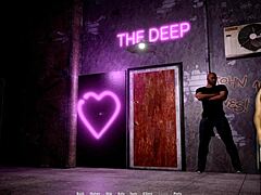 In the hentai tale, brunette with big natural tits undresses in corset at striptease bar for public fantasy