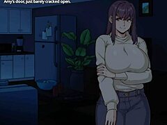 chloe sees amy masturbate and strokes her futa cock in game