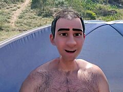 step gay dad series surfs up, clothing optional on beach with huge footjob and cum