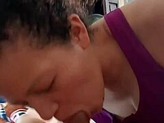 An amateur girl learns detailed blowjob techniques on a cock.