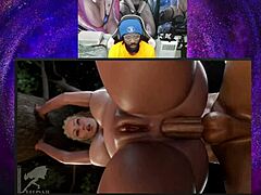 Bald pussy Jaheira takes anal while Aerith watches Tifa