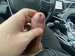 I adore how this young milf with big milky tits sucks off the taxi driver outdoors!