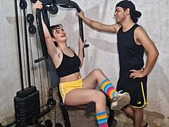 Gym training turns into bisexual handjob and bareback fucking with big cock