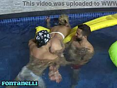 Amateurs and milfs have anal fun at brazilian pool party