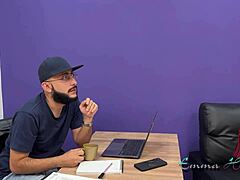 slutty latina teen rides monster cock to escape office early