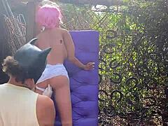 He fucked the blonde sex doll's ass again with intense toy action in amateur play