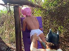 He fucked the blonde sex doll's ass again with intense toy action in amateur play