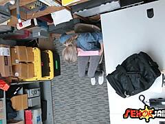 So this skinny tattooed teen in uniform had to fuck the security guard after getting caught stealing, hairy pussy and all