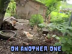 Cool chicken feeding station tattoo idea