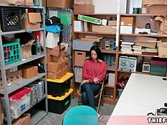 Petite Half-Black Teen Shoplifter Caught, Receives Rough Blowjob and Doggystyle Fucking from Mall Cop