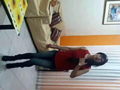 sexy and sweet transsexual in lingerie licking outdoor