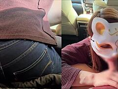 Perverted Married Wife Gives Two Blowjobs In Car While Husband Arrives