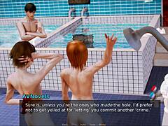 In Academy 217, players explore various game challenges. The story unfolds with intriguing erotic elements in an academy setting.