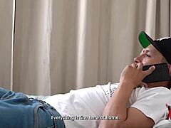 my friend with huge cock invites me over for netflix while fucking hard with panties off