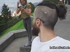 busty latina gets fucked in white lingerie stockings