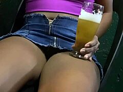 Can you believe I got scared seeing my stepdaughter without panties at the bar in that sexy outdoor public spot?