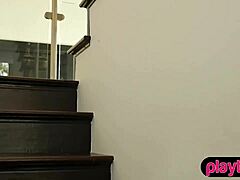 Beautiful brunette Shelly Lee performs a private striptease session