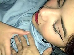 Big stepbro, why you show me your dick? Now I suck it and ride my tight pussy