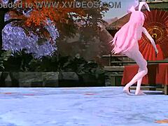 i'm megurine luka in single red leaf project diva nude mod, fully nude