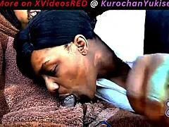 ebony amateur with big tits swallows daddy's cock in car while wearing bear suit