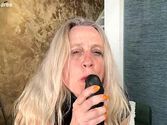 Horny Czech solo girl fists her big pussy lips in latex corset. Mega dildo causes prolapse action.