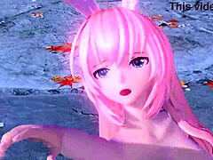 i'm megurine luka in single red leaf project diva nude mod, fully nude