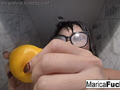 MARICA HASE, ASIAN PORNSTAR, NUDE IN SEXY LINGERIE MASTURBATES HER BOOBS AND ASS IN THE MIRROR