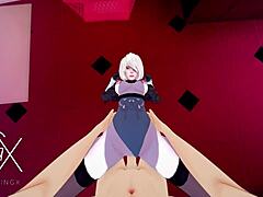 This anime hentai features 2B robot girl in hardcore sex positions with deep throat