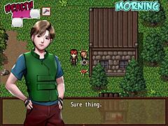 I'm taking a bath with the busty blonde milf in this hentai game, zombies retreat part 2.