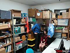 security guards fuck cute teen 18+ shoplifter in office.