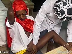 How does this ebony petite 18+ student seduce her teacher with moans right before Christmas vacation?