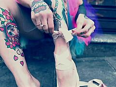 Ballerina In Ballet Shoes Walking Down Street