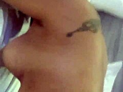 Fat tattooed woman starts solo masturbation with wet pussy. She reaches orgasm through blowjob-like motions on big ass in intense session.