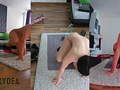 Triple Naked Workout Fun with Latina Ass Worshiping