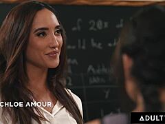 Closeted Lulu Chu enjoys first lesbian 3-way with teacher Chloe Amour and milf Little Puck eating hairy beaver.