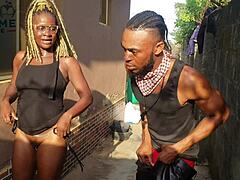 Slutty Neighbor Jasmine Candy Banged Outdoors by Curious Neighbors in Leather