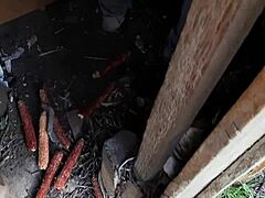 spying on stepsister masturbating in the barn, lesbian fun 😏