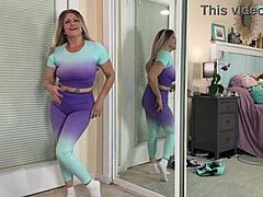 Sexy milf tries on gym workout clothes in sfw haul by tabithaxxx