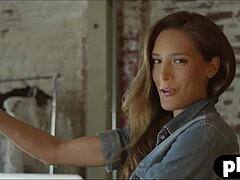 uh perfect all natural babe strips teases then poses naked showin off tattooed body..