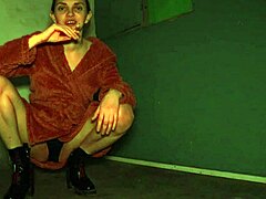 Amateur spits while smoking in high heels and dress. Fetish play includes feet and shoes in homemade voyeur video.