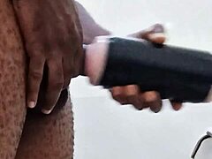 My girlfriend wasn't around, so I helped myself with huge cock!